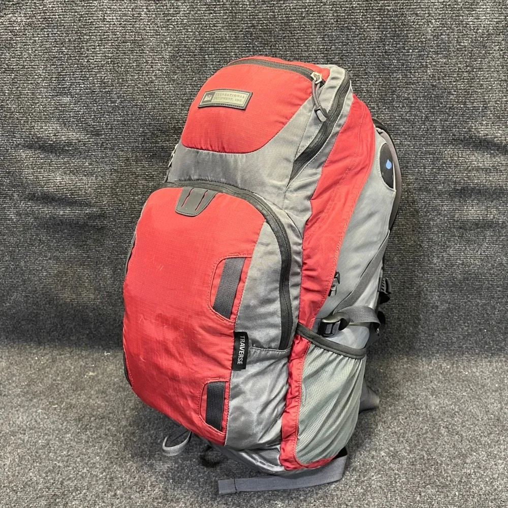 REI 747525 35L Red/Gray Traverse Hiking Backpack Daypack Ripstop Travel Bag